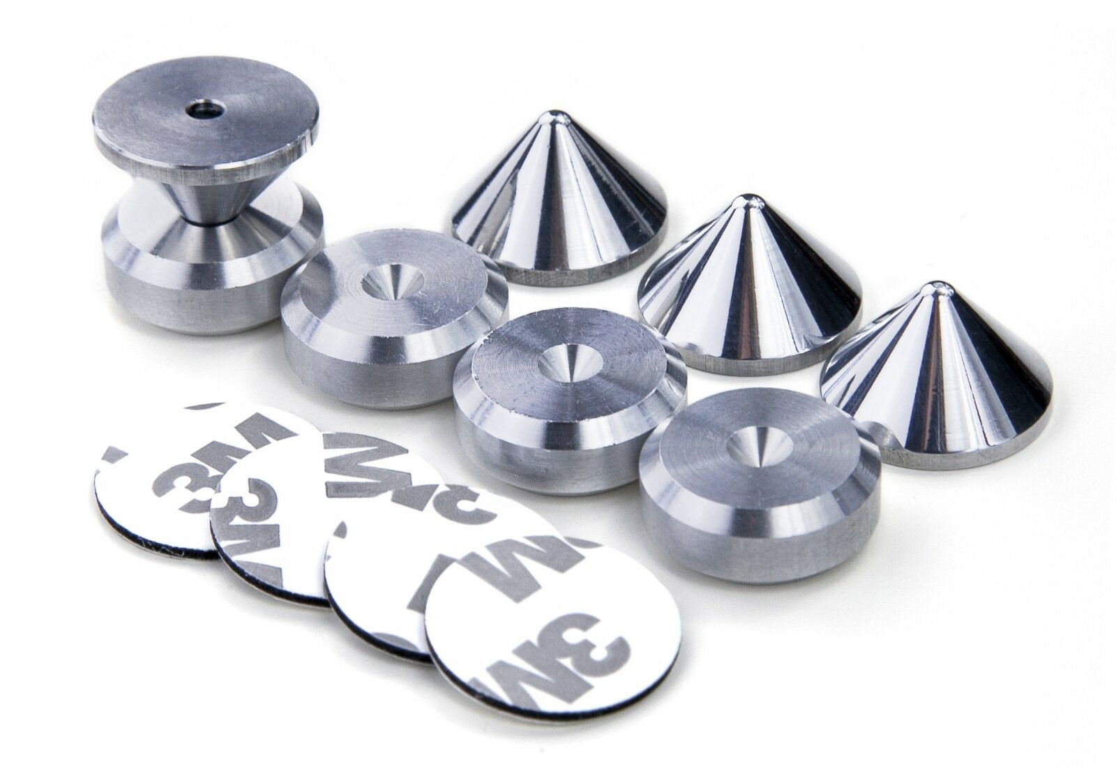 Aluminium 4 x Speaker Spikes + 4 x Spikes Pads + 3M adhesive pads